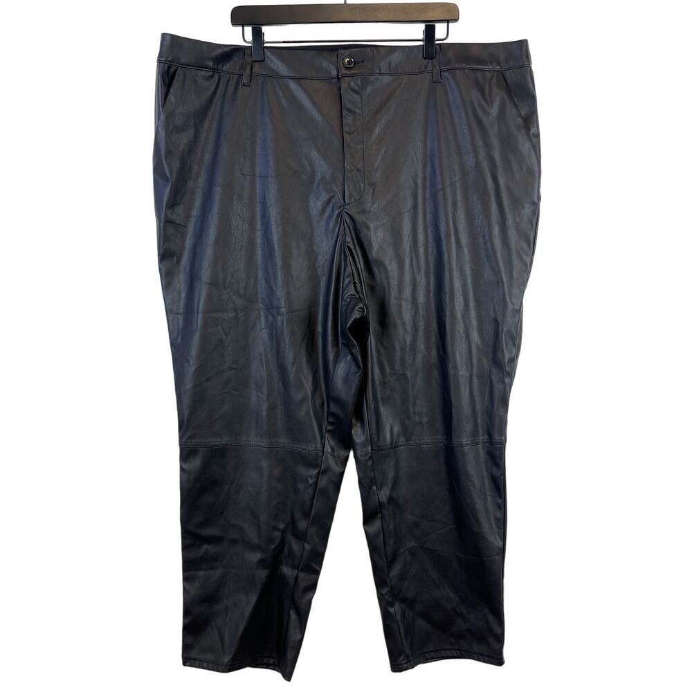 Nili Lotan x Target Plus Size 20W 22W Faux Leather High Rise Ankle Pants Black